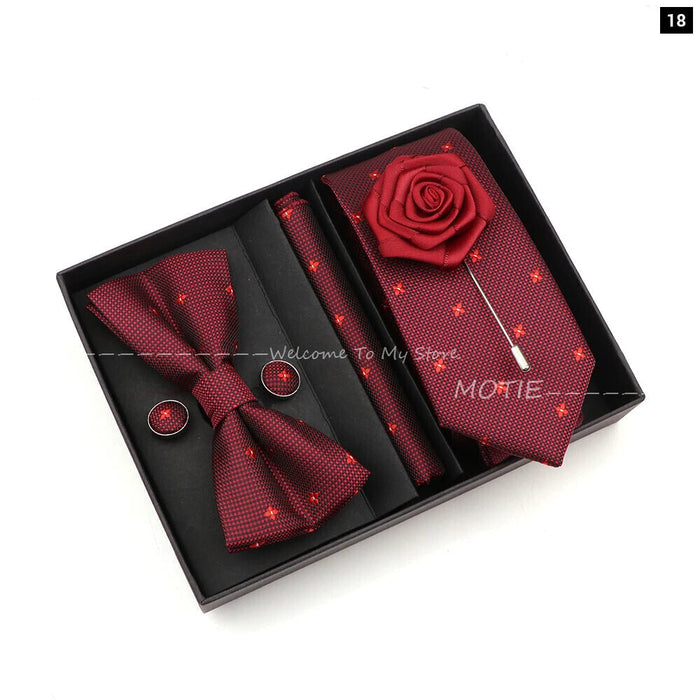 Floral Tie Set Novelty Design With Box For Parties And Business