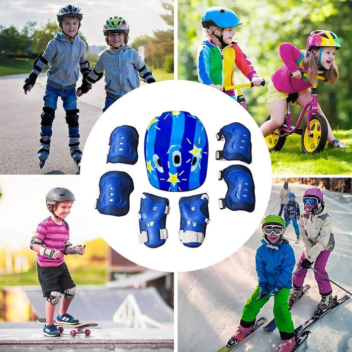 Kids Protective Gear Set Safety Helmet Wrist Elbow Knee Pads For Cycling Skating Skiing