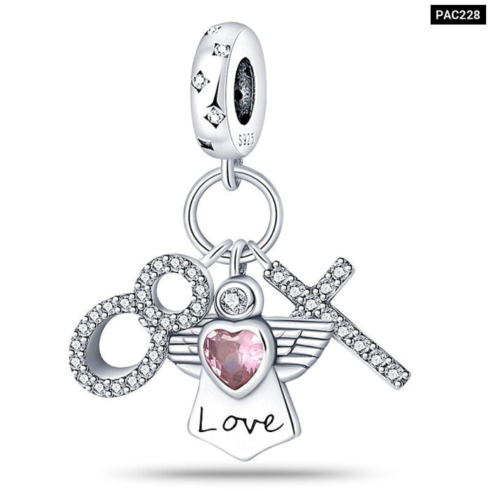 925 Sterling Silver Boys and Girls Heart-shaped Charms Beads Fit Original Pandora Bracelet Jewelry Making