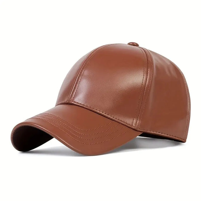 Adjustable Pu Leather Baseball Cap / Hat For Outdoor Wear