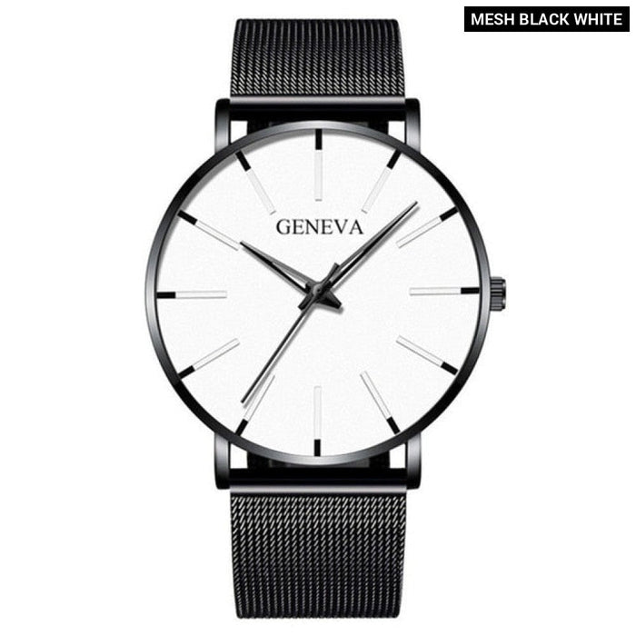 Minimalist Mens Fashion Ultra Thin Watches Simple Men Business Stainless Steel Mesh Belt Quartz Wrist Watch