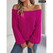 Rose Red Knitted Sweater With Hollow Out Design