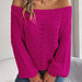 Rose Red Knitted Sweater With Hollow Out Design