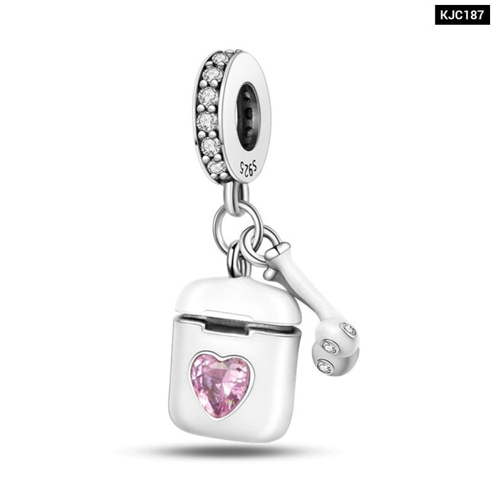 925 Sterling Silver Boys and Girls Heart-shaped Charms Beads Fit Original Pandora Bracelet Jewelry Making