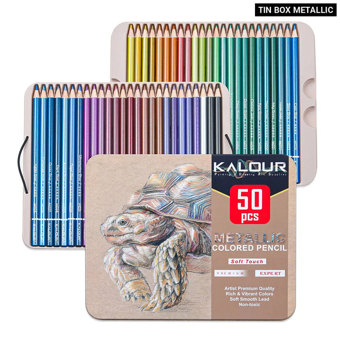 50 Pieces Metallic Coloured Pencils