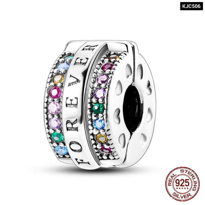 Fit Pandora Original Bracelet 925 Sterling Silver Cats Claw Butterfly Silicone Spacer Beads Colourful Zircon Fine DIY Jewelry