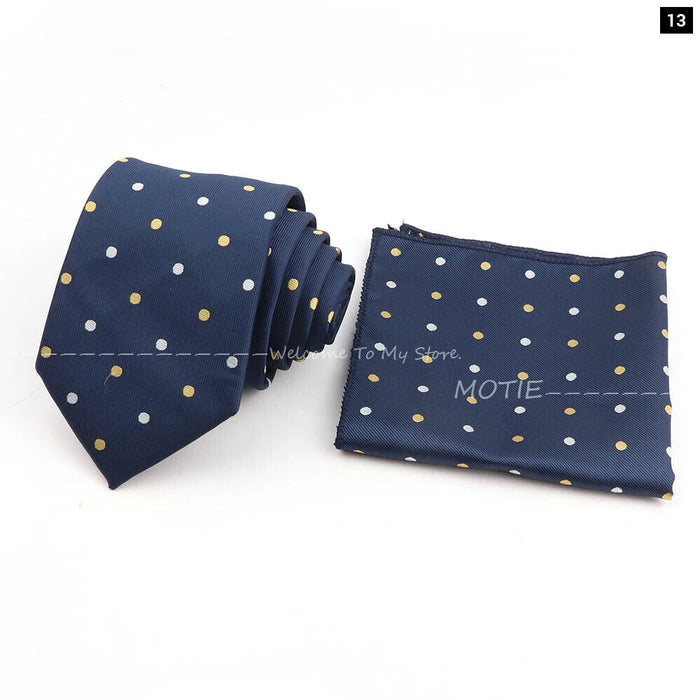 Blue Striped Tie Set For Weddings And Parties