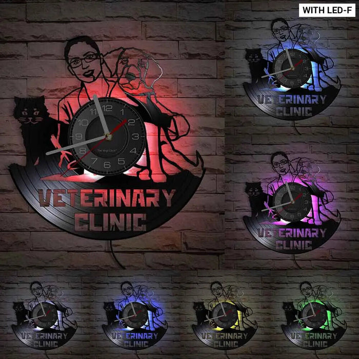 Vinyl Record Wall Clock For Veterinary Clinic Care