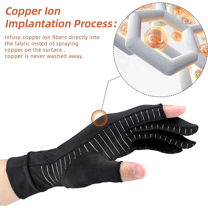 1 Pair Copper Arthritis Gloves For Hand Pain Relief Swelling And Carpal Tunnel