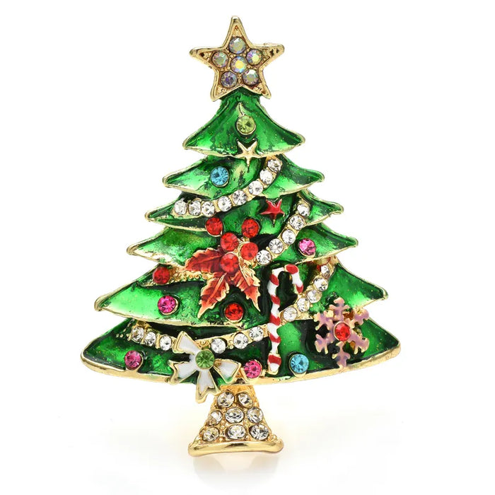 Christmas Tree Brooch 2 Colour Enamel Gift Pin