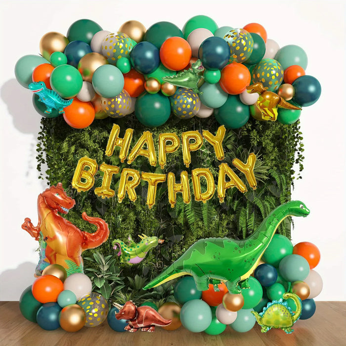 154 Pcs Jungle Animal Themed Balloon Decorations Tyrannosaurus Rex Birthday Outdoor Scene Decoration Anniversary Commemoration