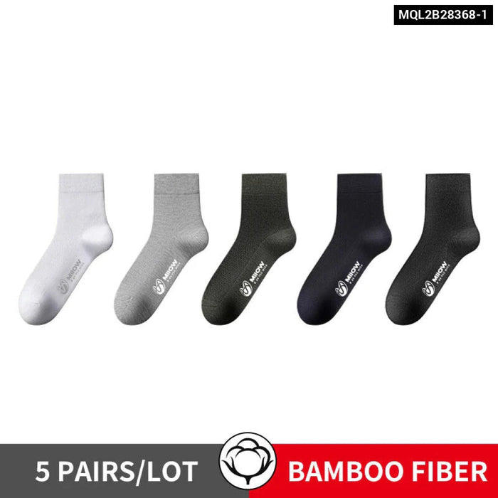 Pack Of 5 Antibacterial Mens Mid Socks Breathable And Anti