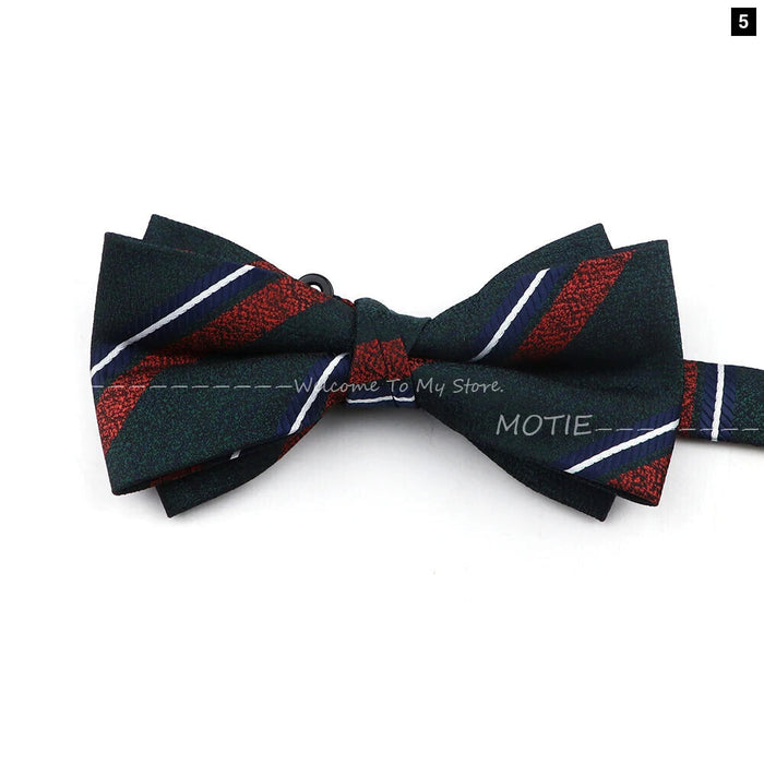 Brown Striped Bowtie For Weddings And Parties