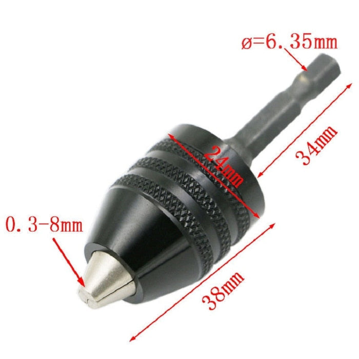 1PC HexDrill Chuck 0.3 8.0 6.35mm Keyless Screwdriver Impact Driver Adaptor Electric Micro Motor Clamp Chuck Fixture Hex Shank