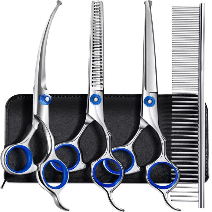 Dog Grooming Scissors Kit Round Tip Stainless Steel Shears Comb Set