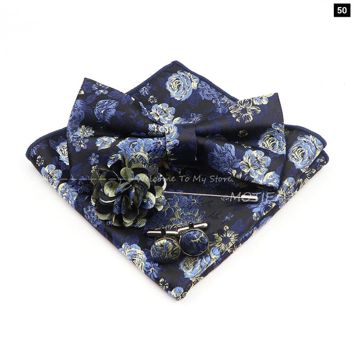 Gracefully Polyester Handkerchief Set Purple Blue Floral Butterfly For Parties And Gifts