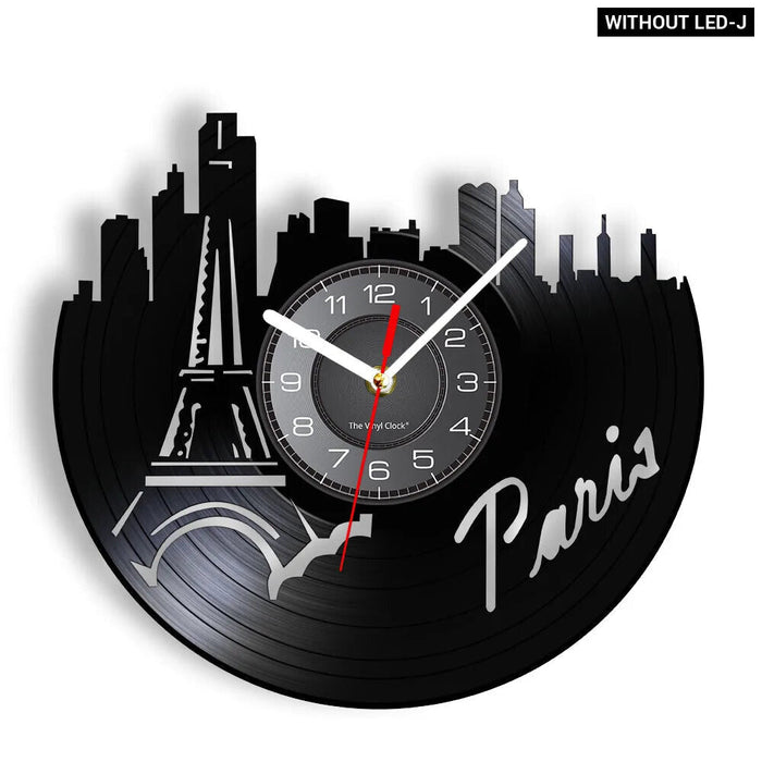 Paris Skyline Vinyl Record Wall Clock