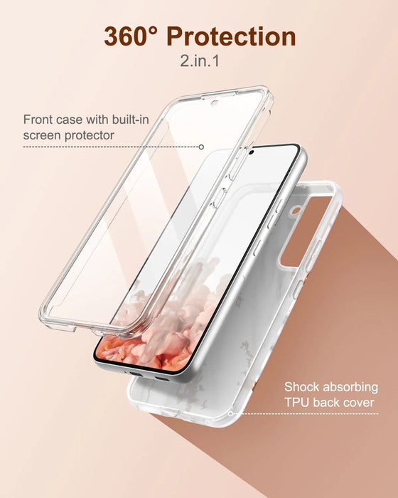 Marble Full Body Shockproof Case For Samsung Galaxy S22 With Screen Protector