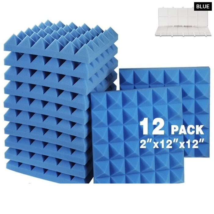 Sound Insulation Treatment Soundproofing Foam Panel 12 Pcs Pyramid Wall Decals Stickers For Music Studio Acoustic Foam Panel