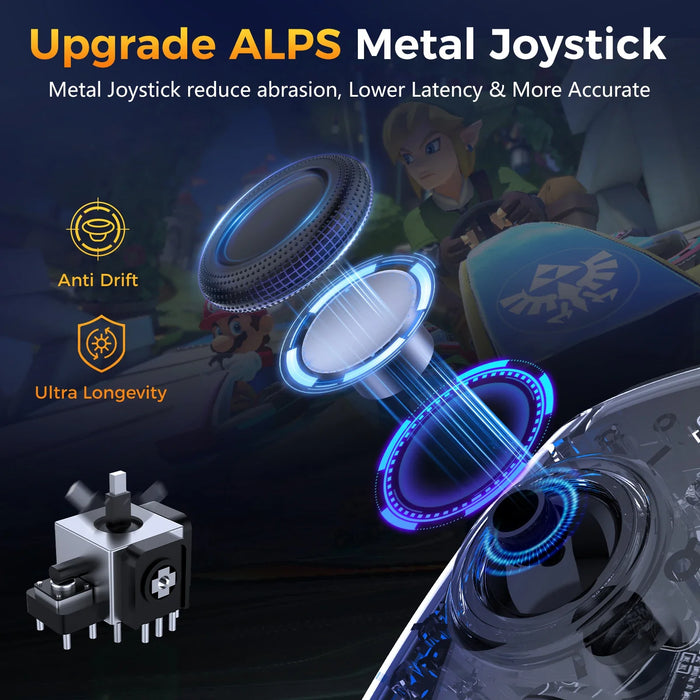 Elite Plus Joypad Alps Analog Stick No Deadzone No Drifting With Light Compatible Nintendo Switch/Lite/Oled