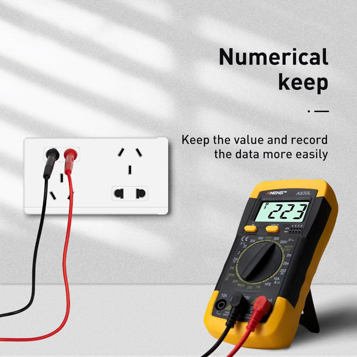 A830L LCD Digital Multimeter AC DC Voltage Diode with Buzzer Function Freguency Multitester Current Tester Luminous Display