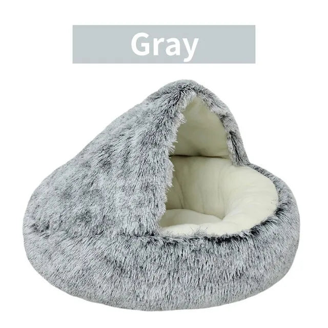 2 In 1 Pet Bed For Small Dogs Plush Round Nest With Cover