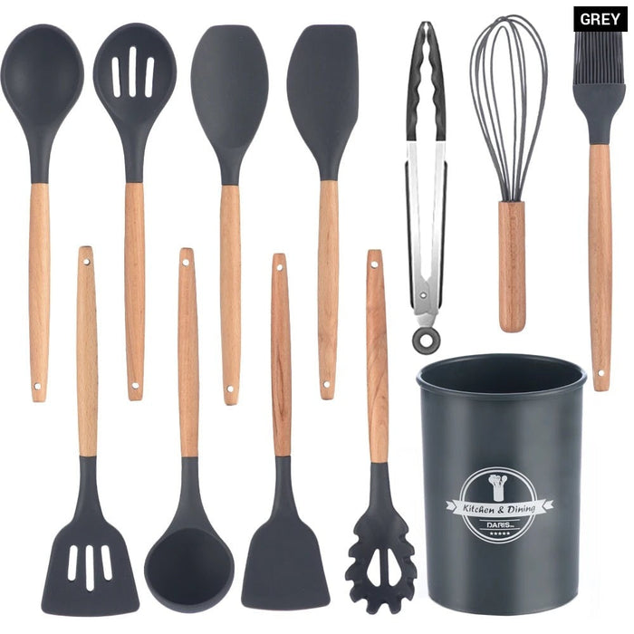 11Pcs Silicone Cooking Utensil Set With Storage Box