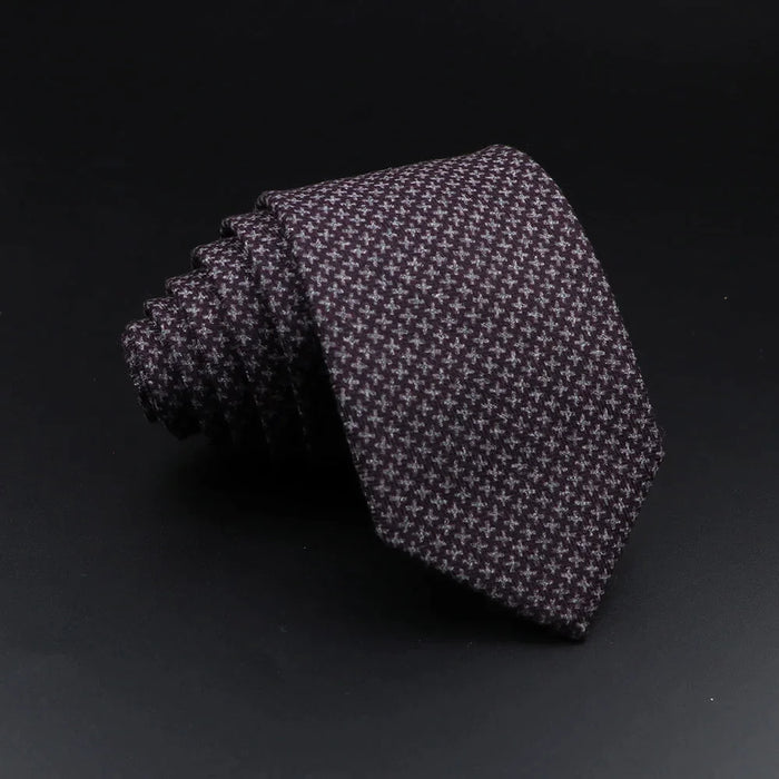 Handmade Mens Plaid Tie Black Grey Red Cotton Wool Wedding Business Party Gift Accessory