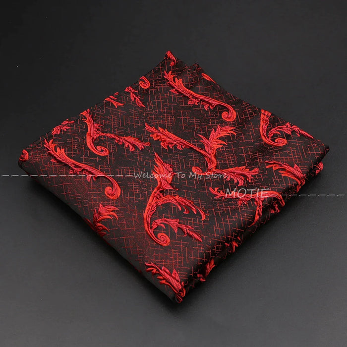 Classic Black Red Hanky Pocket Squared Mens Business Wedding Accessory