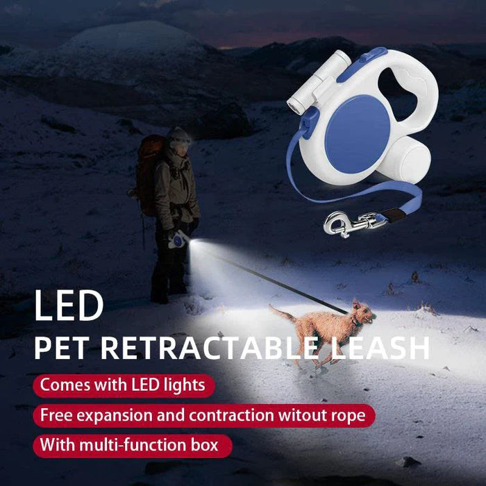 Title Inch 3 In 1 Retractable Dog Leash With Led Flashlight And Poop Bag Holder