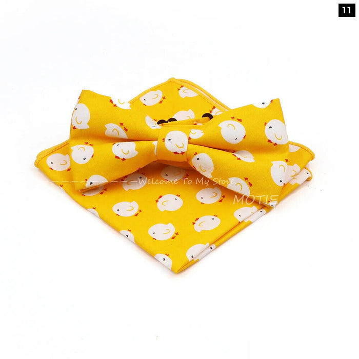 Colourful Cotton Bowtie Set For Parties And Gifts