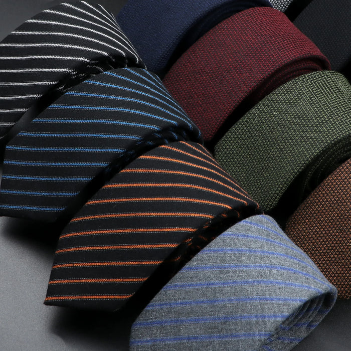 Handmade 6Cm Mens Ties Classic Cotton Solid And Striped Slim And Stylish