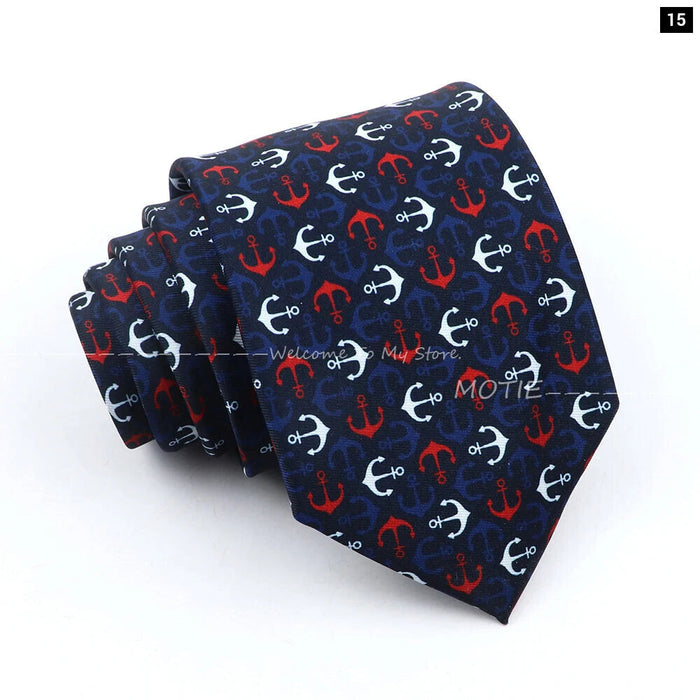 Musical Geometry Necktie Mens Blue Polyester Tie For Business And Party Wear