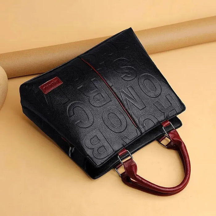 Soft Leather Shoulder Bag With Embossed Letters