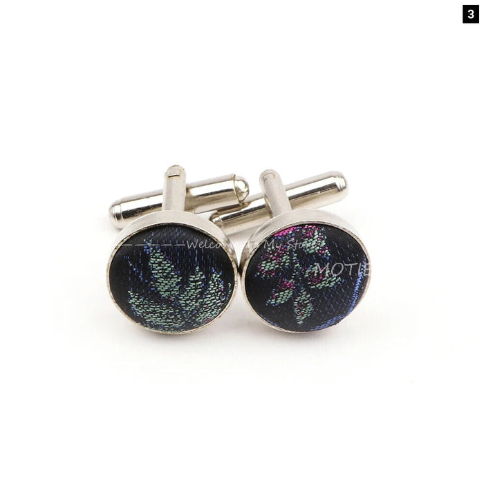 Dark Blue Floral Cufflinks For Weddings And Daily Wear