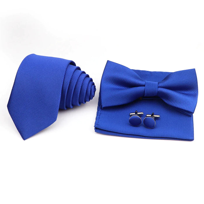 Tie Set Solid Colour Bowtie Handkerchief Brooch Cufflink For Business Weddings And Gifts