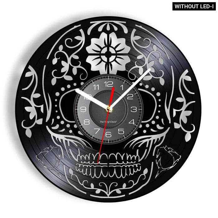 Dark Skull Vinyl Record Wall Clock