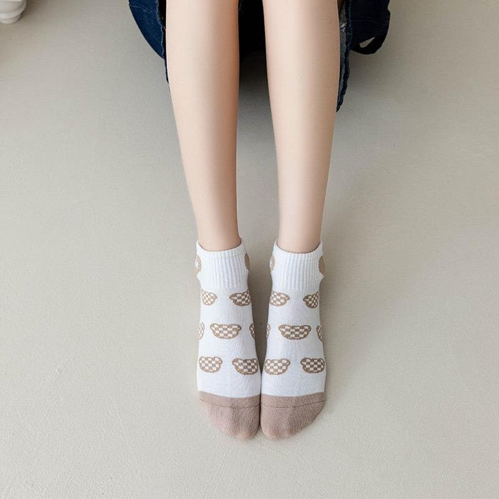 5 Pairs Women Elegant Socks Retro Polyester Cotton Low Tube Girl Breathable Japanese Style Casual Stockings