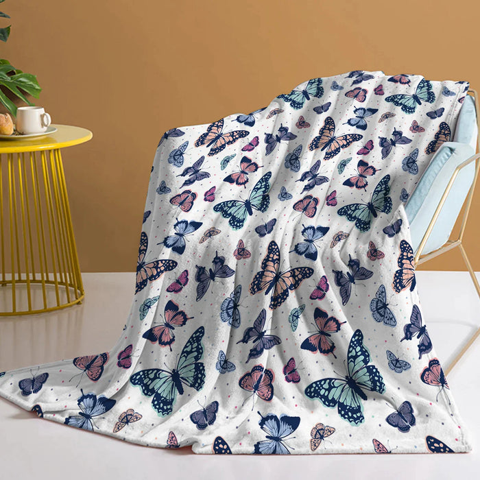 Butterfly Print Plush Throw Blanket Soft For Sofa Couch And Bed