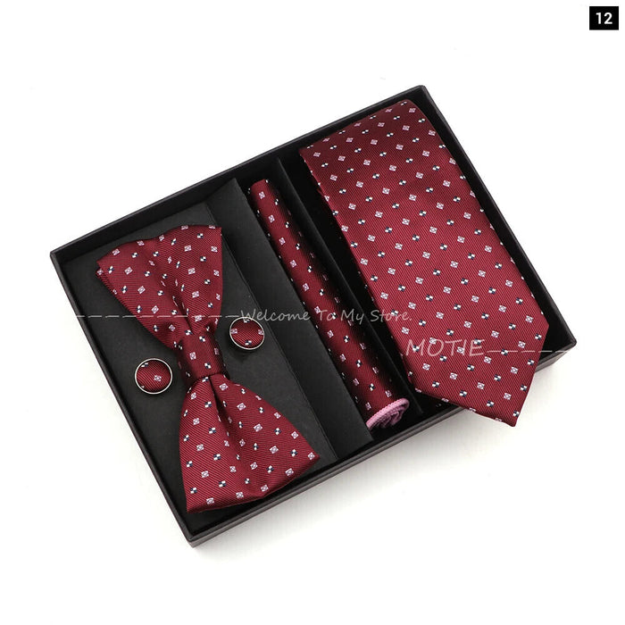 Red Floral Tie Set For Business And Weddings