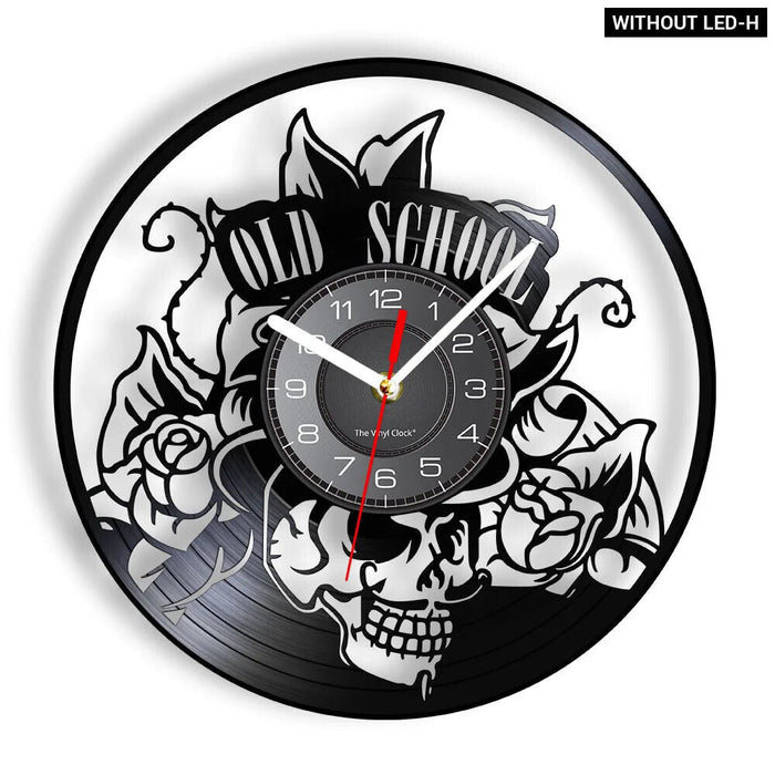 Vinyl Record Wall Clock For Tattoo Studio Decor