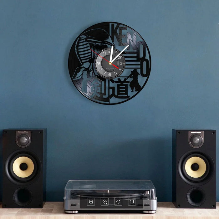 Kendo Swordsmanship Vinyl Record Clock