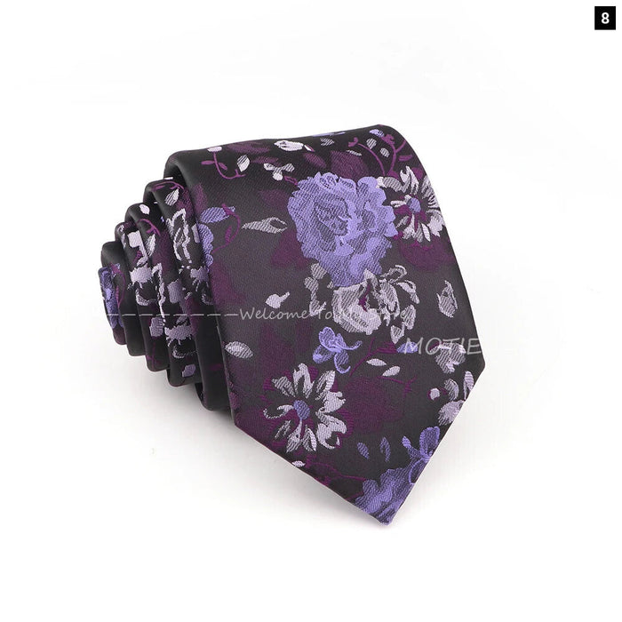 Blue Floral Jacquard Tie For Business Weddings And Daily Wear