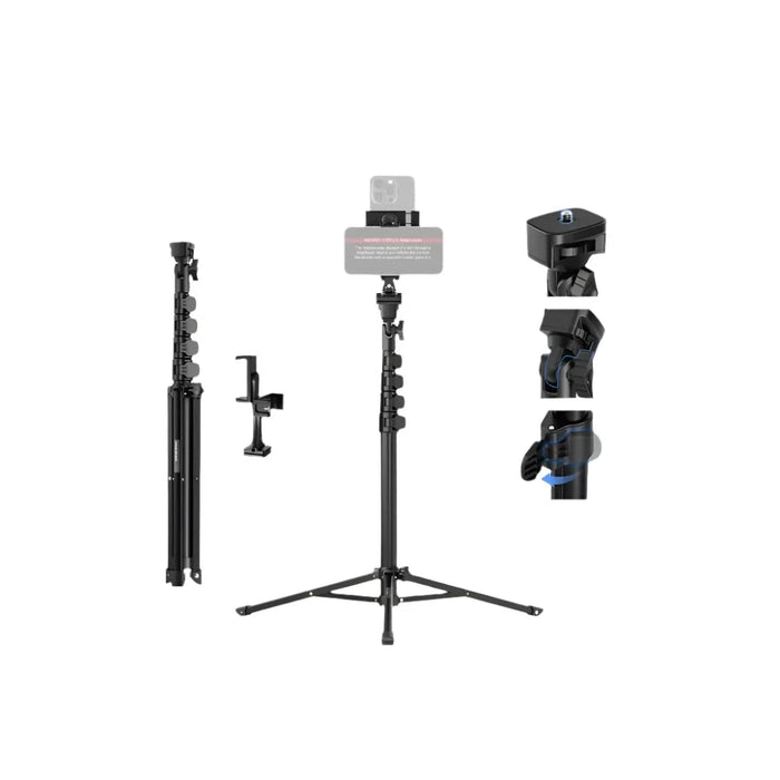 18 61 Phone Tripod & Selfie Stick With 360° Dual Holder For Video Recording & Teleprompter