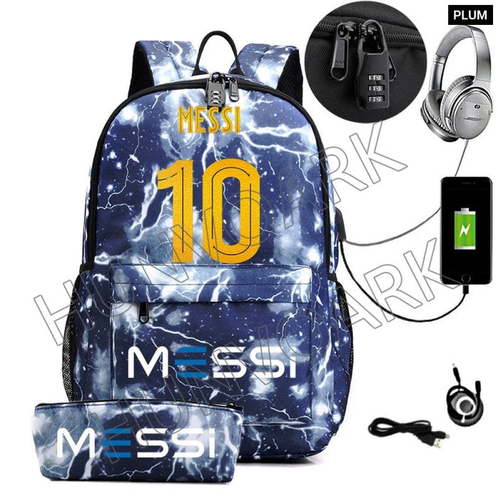 Unisex Messi Casual 15.6 Inch Laptop Back Light Anti Theft School Bag