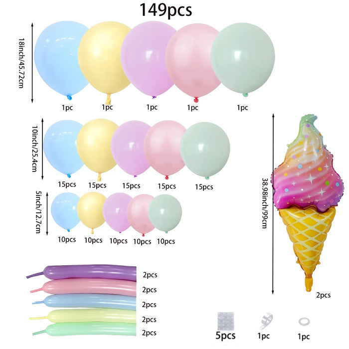 Pink Balloon Wreath Arch Set Macaron Rainbow Ice Cream Party Birthday Theme Decoration Pink Blue White