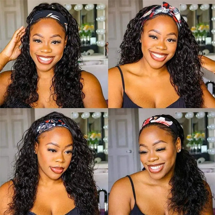 Kinky Curly Human Hair Headband Wig For Women