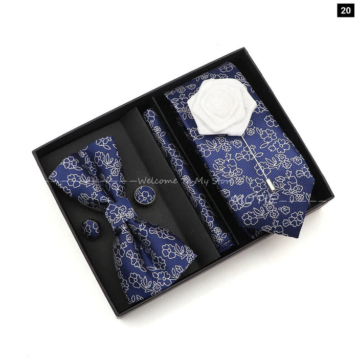 Floral Tie Set Novelty Design With Box For Parties And Business