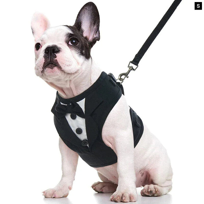 No Pull Tuxedo Dog Harness Set With Leash And Bow Tie Soft Breathable Mesh