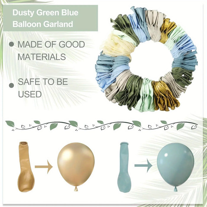 196Pcs Grey Blue And Green Balloons Garland Kit Christening Wedding Bride Bohemian Birthday Party Background Decoration